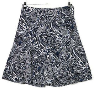 Ann‎ Taylor A-Line Skirt Blue White Black Floral 6